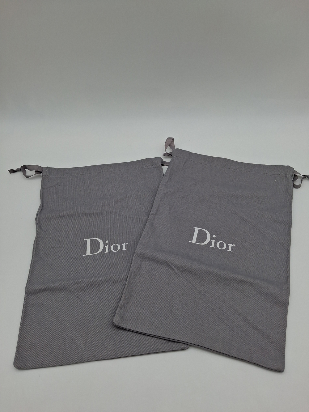 DIOR Gray Logo Drawstring Dust Storage Bags Set of 2 EUC